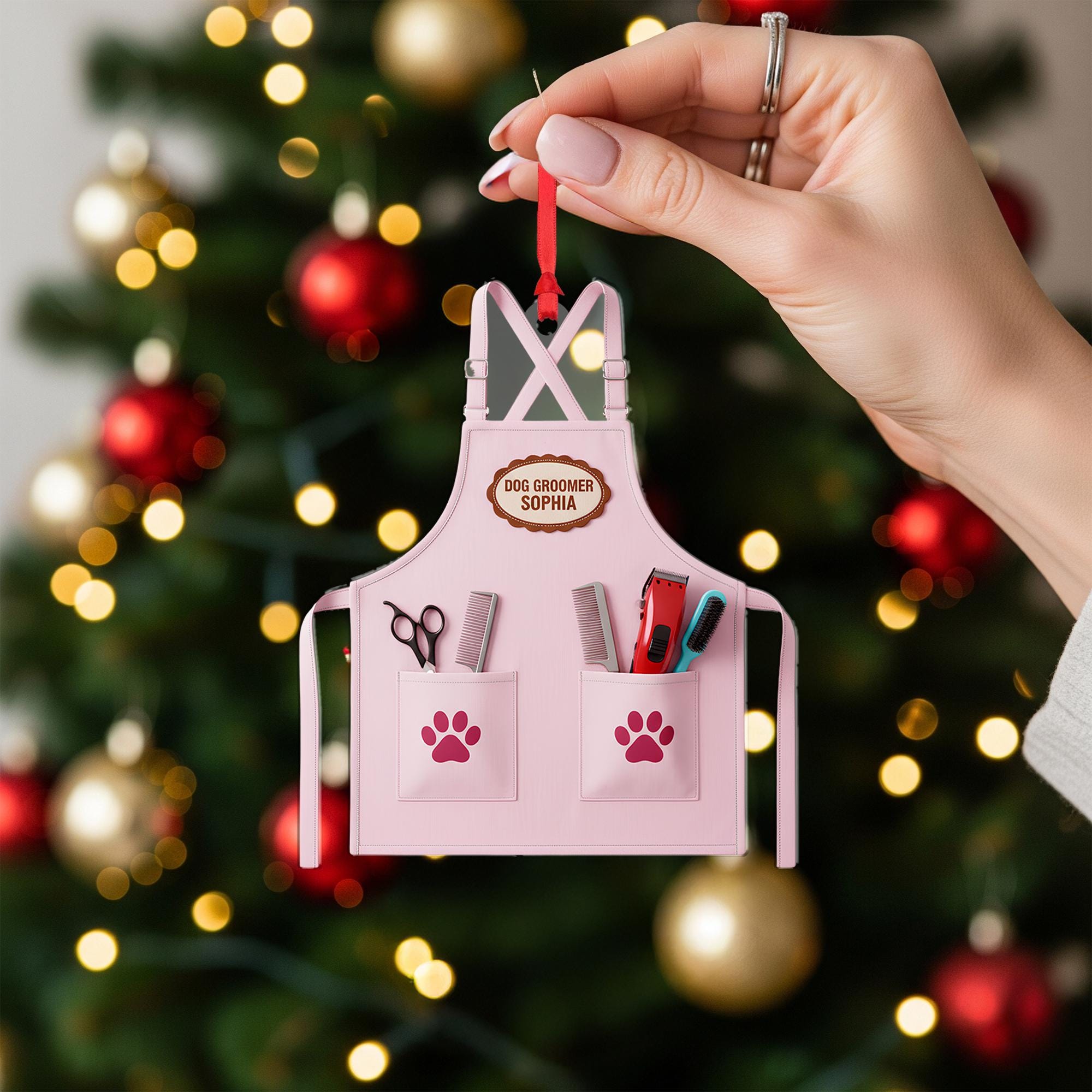 Dog Groomer Ornament: Personalized Apron Decor, Grooming Gift image 2