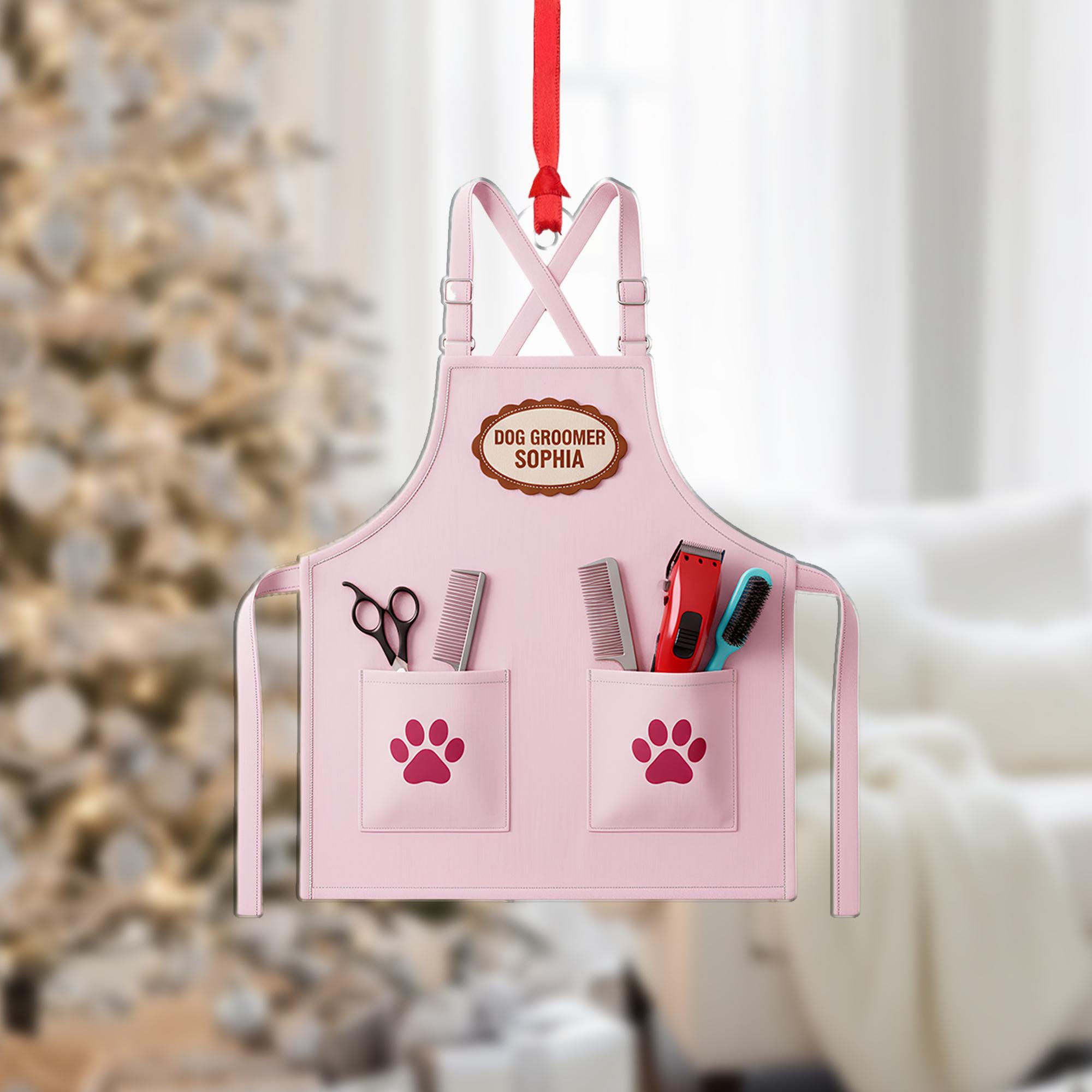 Dog Groomer Ornament: Personalized Apron Decor, Grooming Gift image 1