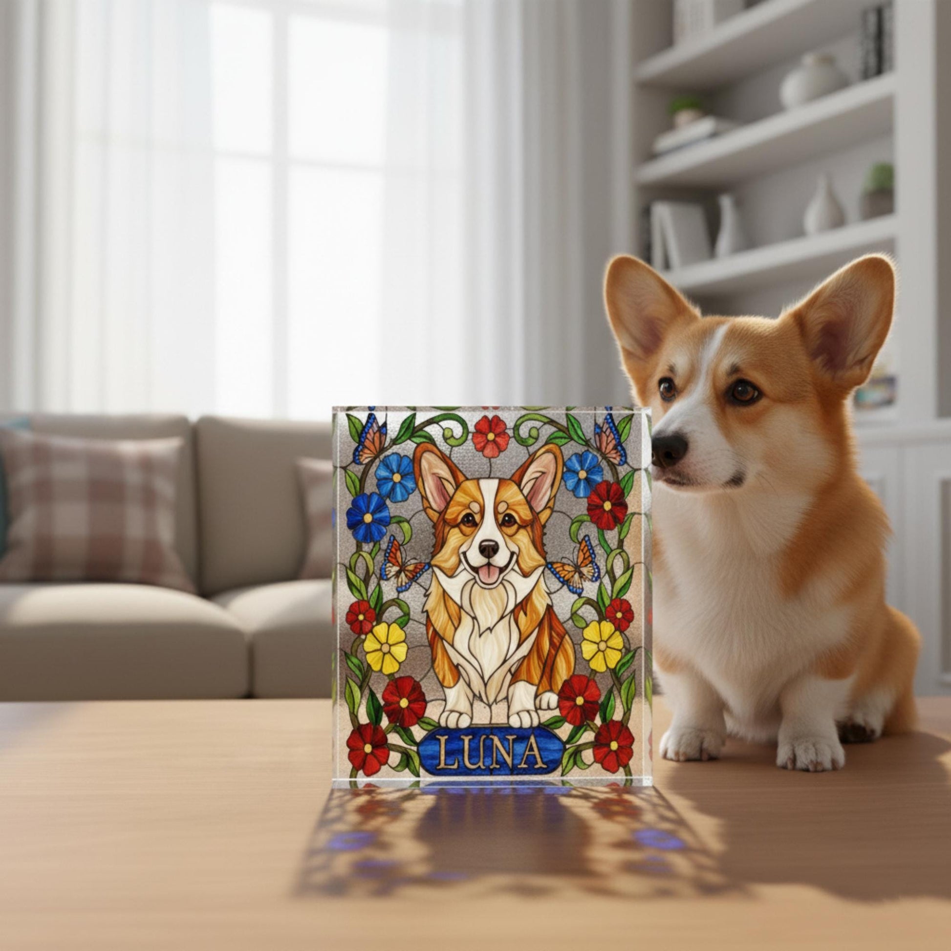 Custom Pet Portrait Acrylic Plaque – Personalized Memorial Dog Display image 2