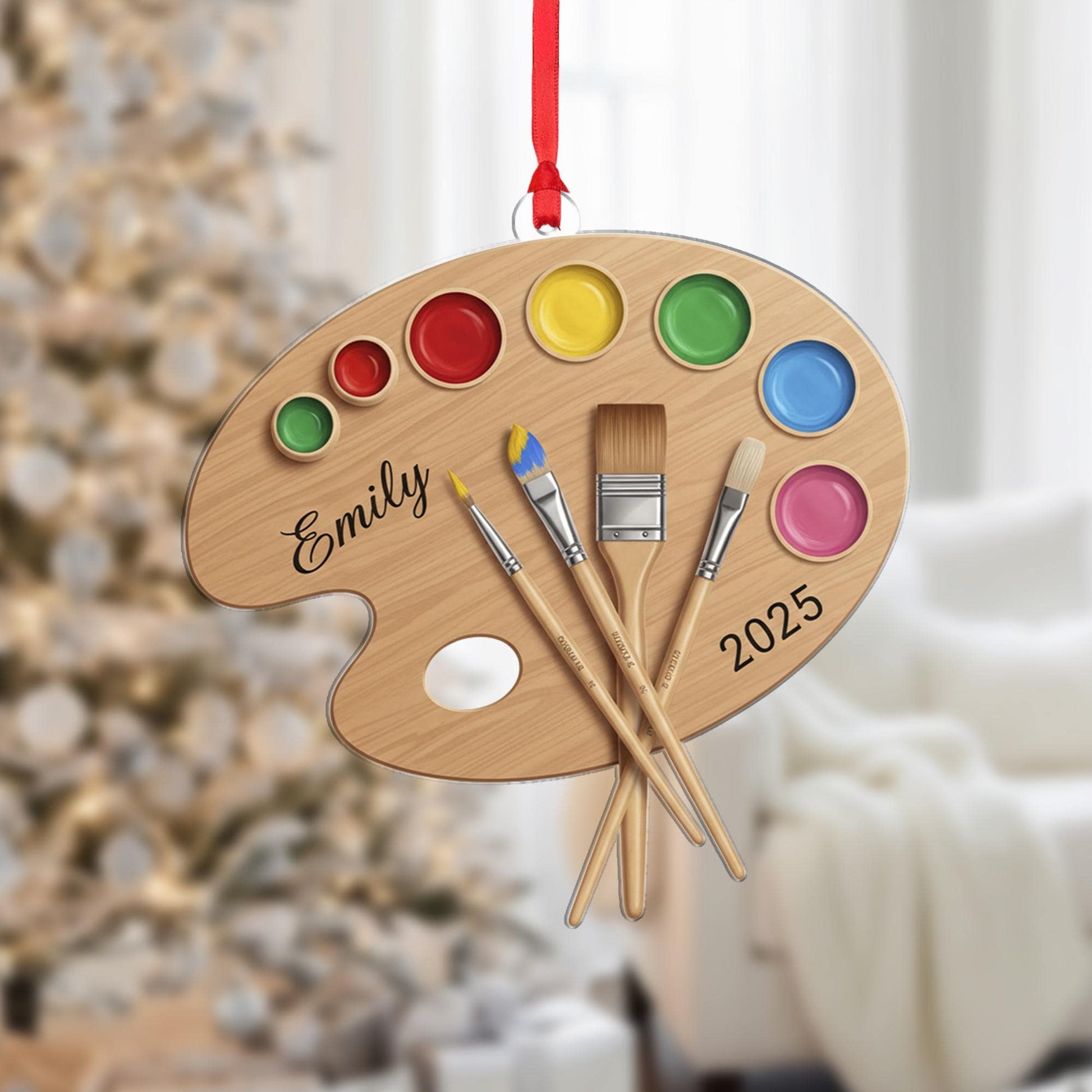 Personalized Artist Palette Ornament: Custom Name Christmas Gift, 2025 Keepsake image 1