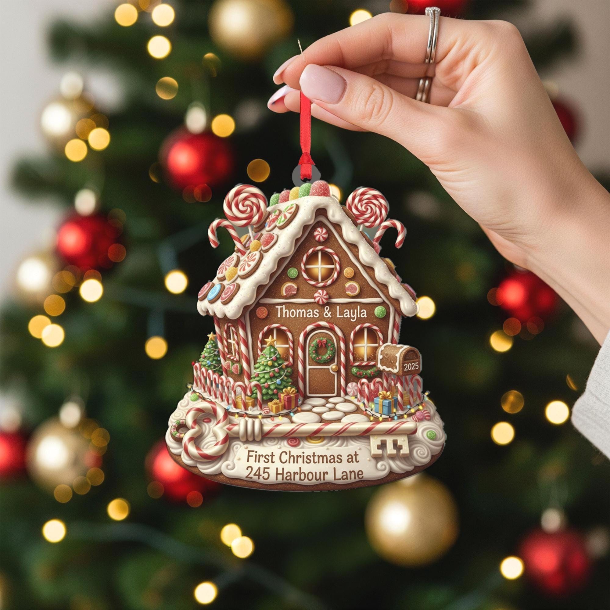 Personalized Gingerbread House Ornament – First Christmas in Our New Home Ornament, Holiday Keepsake 2025 image 1