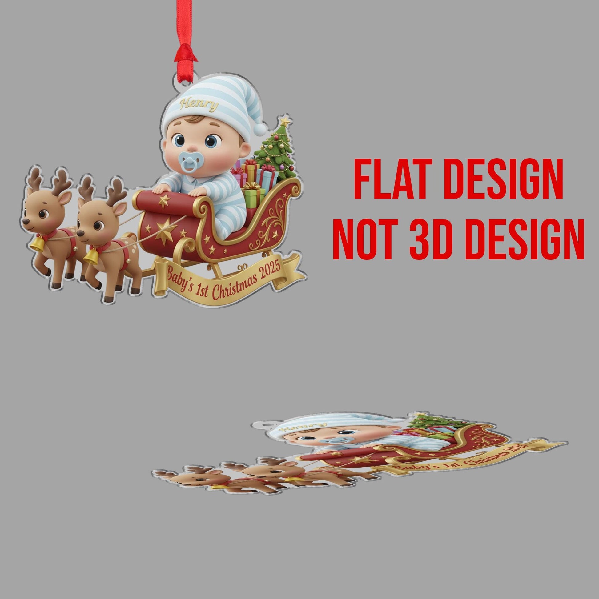 Personalized Baby's First Christmas Ornament, Baby in Sleigh, Custom Keepsake image 6