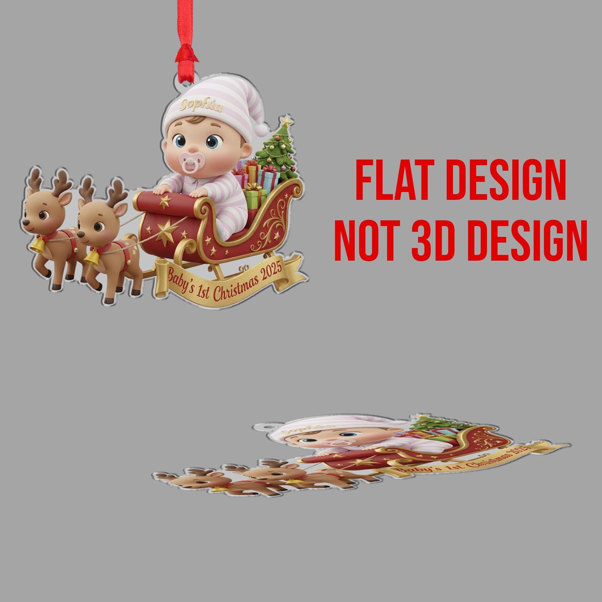 Personalized Baby's First Christmas Ornament, Baby in Sleigh, Custom Keepsake image 11