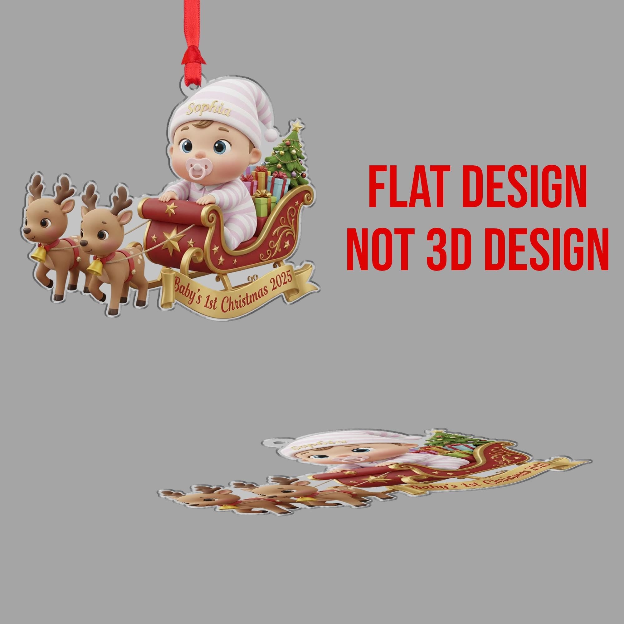 Personalized Baby's First Christmas Ornament, Baby in Sleigh, Custom Keepsake image 11