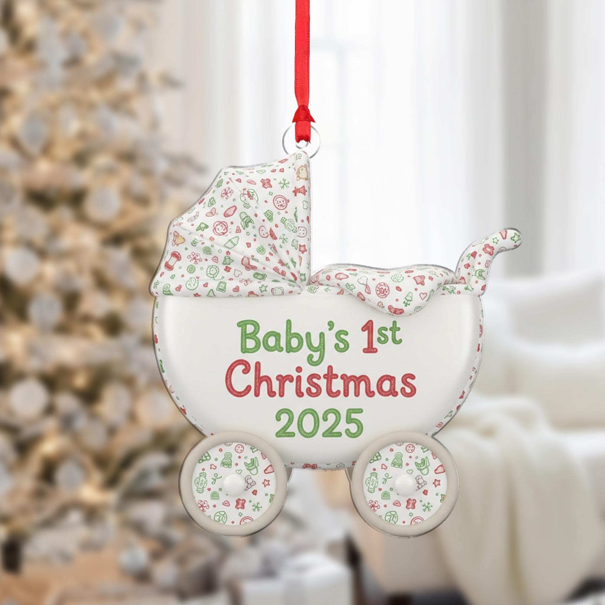 Baby's First Christmas Ornament 2025, Baby Carriage Keepsake image 1