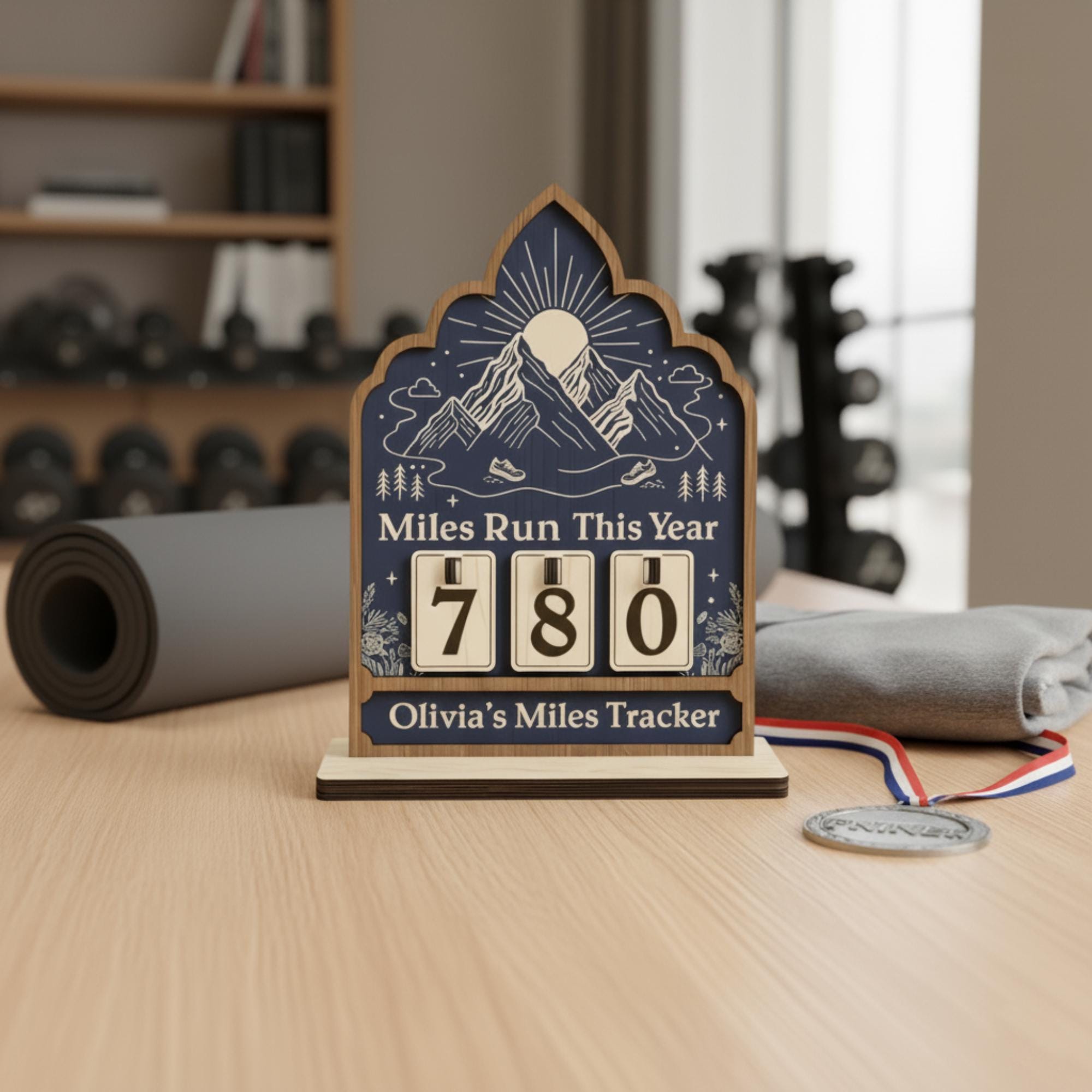 Custom Miles Run Tracker : Personalized Running Mileage Counter image 2