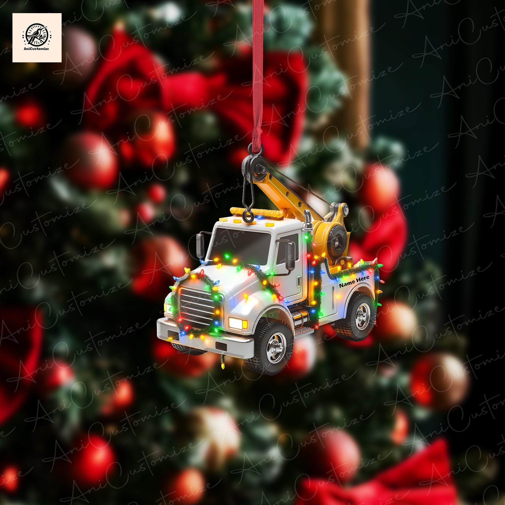 Personalized Tow Truck Ornament, Car Guy Xmas Gift image 2