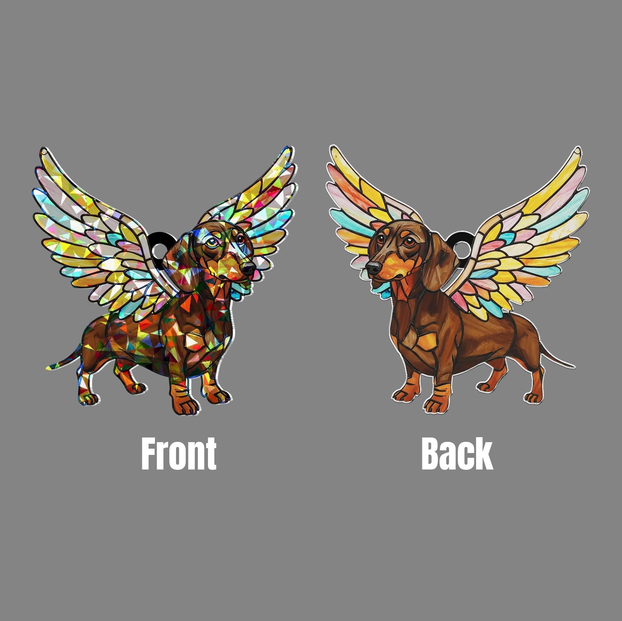 Hologram Dachshund Angel Acrylic Window Hanging: Dog Memorial Decor image 2