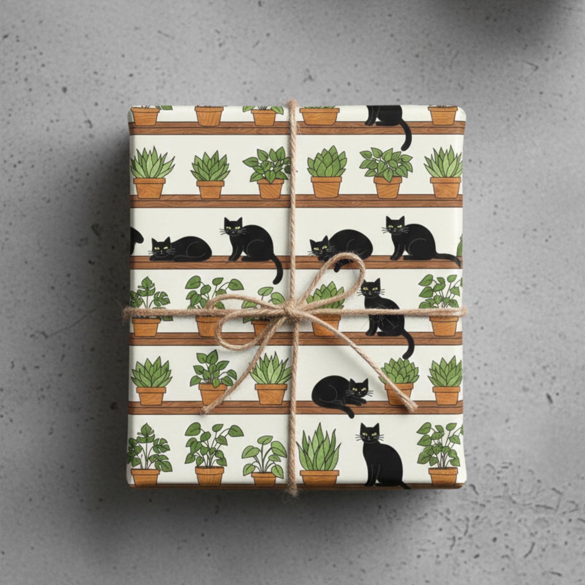 Cat and Plant Wrapping Paper: Black Cat Botanical Rolls image 1