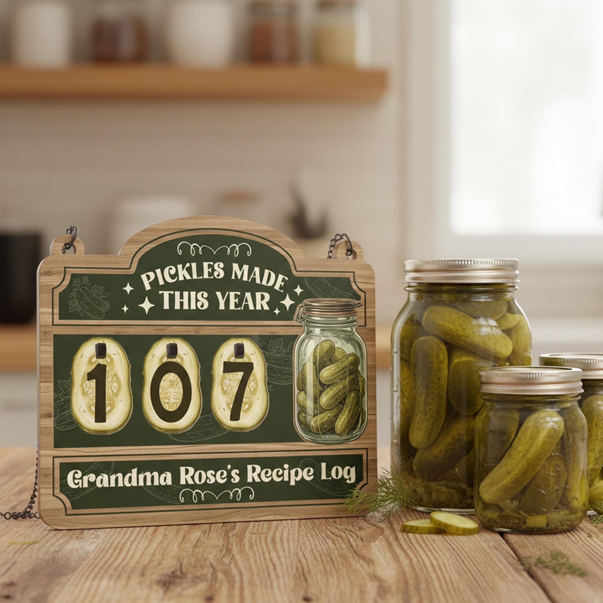 Personalized Wood Counter: Canning Recipe Tracker, Kitchen Hanging Log Sign image 2