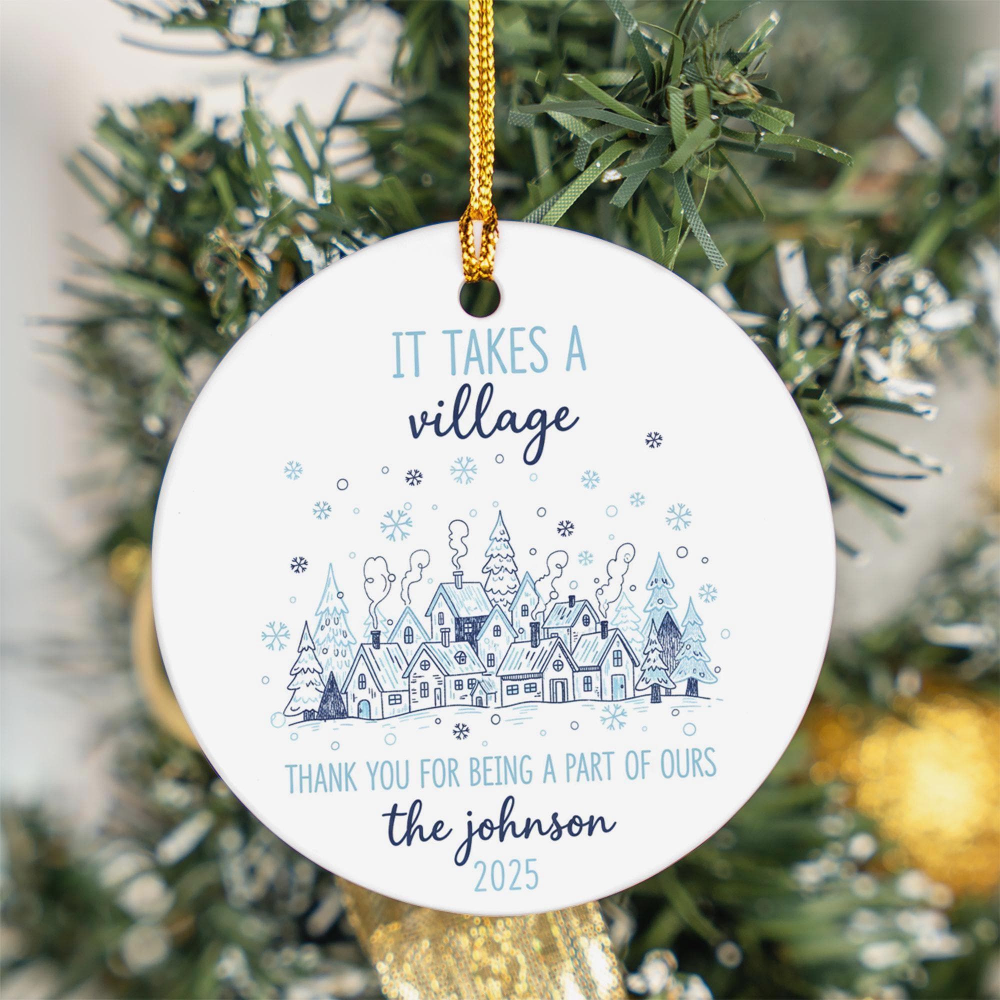 Ceramic Ornament, Village Scene Design Thank You 2025 Trend Christmas Decor image 1