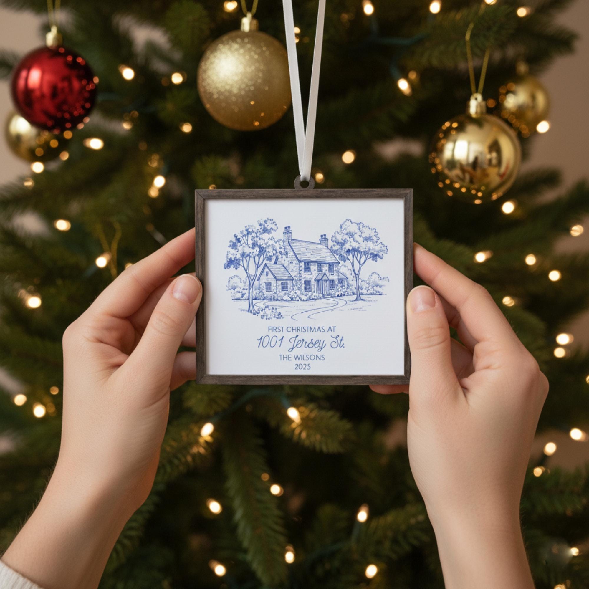 Custom Photo House Ornament – Personalized 2 Layer Christmas Home Keepsake image 2