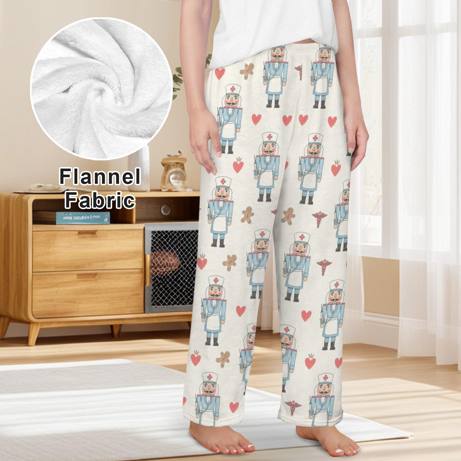 Printed Flannel Pajama Pants: Nurse Nutcracker Medical Christmas Cozy Trousers image 1