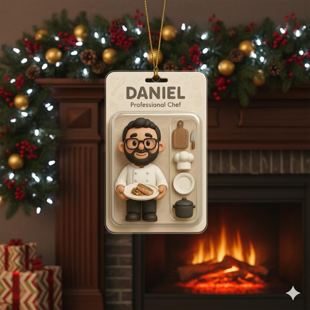 Custom Chef Ornament, Personalized Portrait Gift, Professional Chef Figure Decor image 2