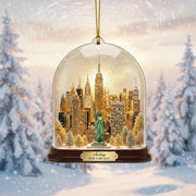 Custom New York Ornament, Travel Keepsake City Ornament, Skyline Statue of Liberty Decor image 1