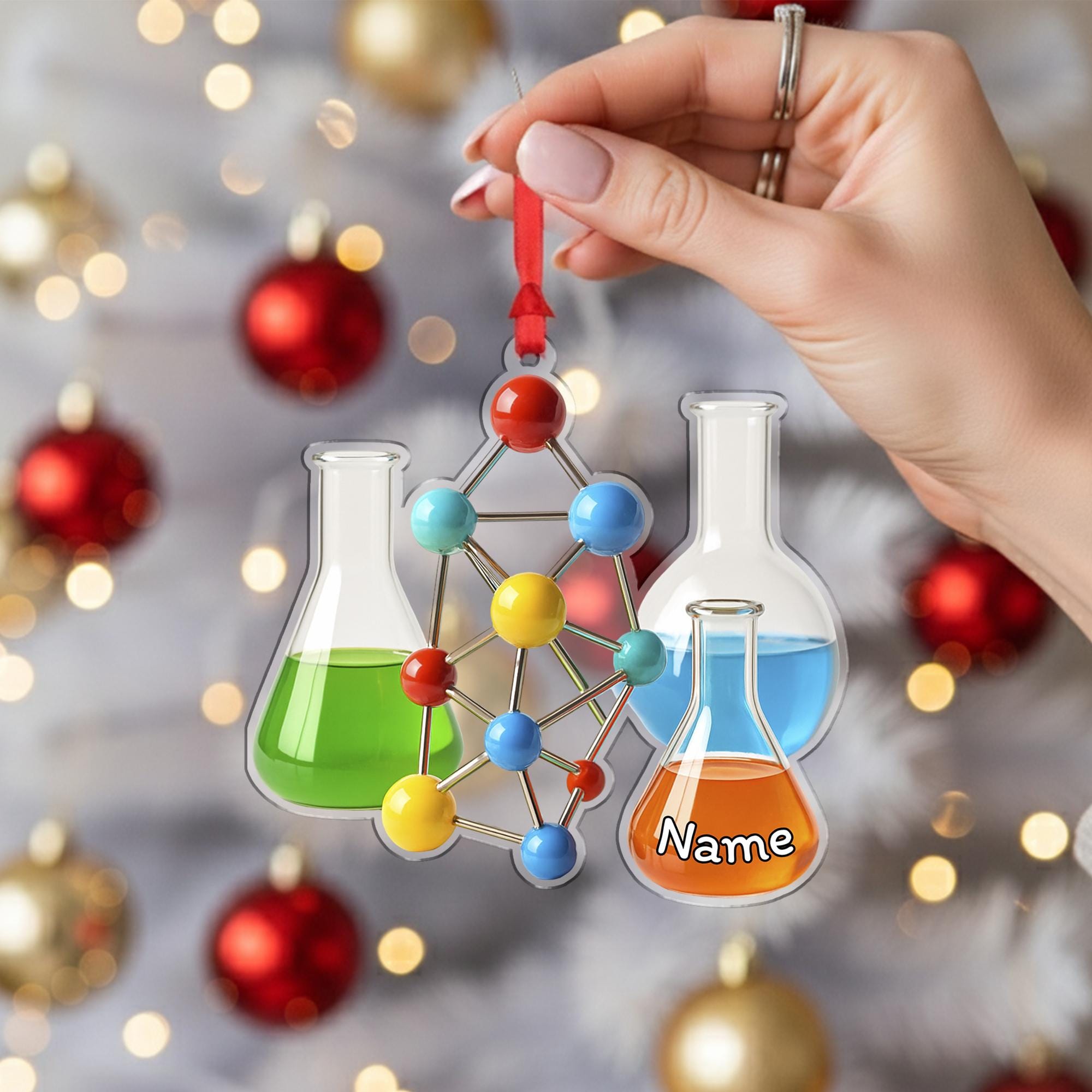 Custom Science Ornament, Chemistry Lab Ornament, Personalized Molecule and Beaker Decor image 2