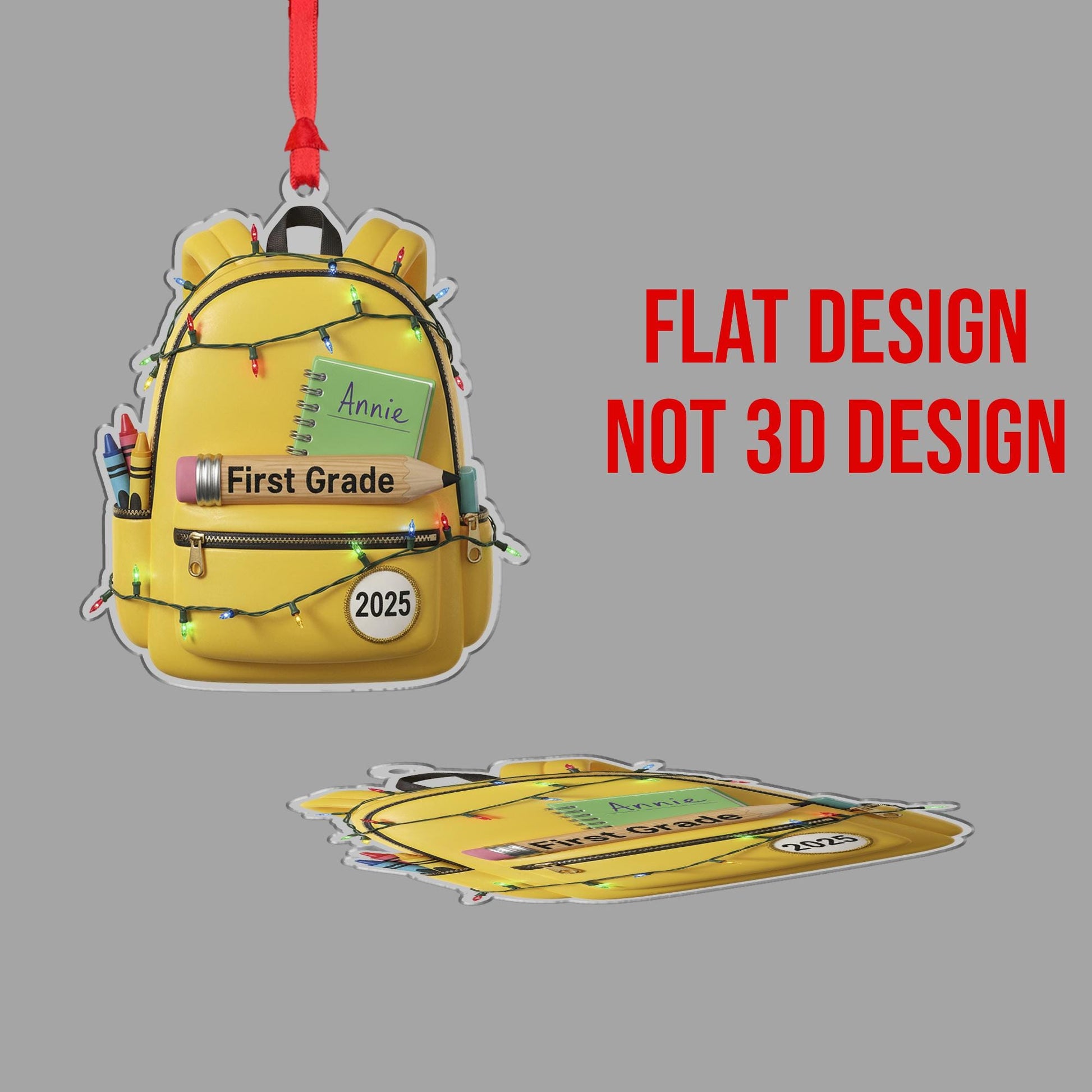 Personalized School Backpack Ornament with Grade Label and Custom Name and Year image 7