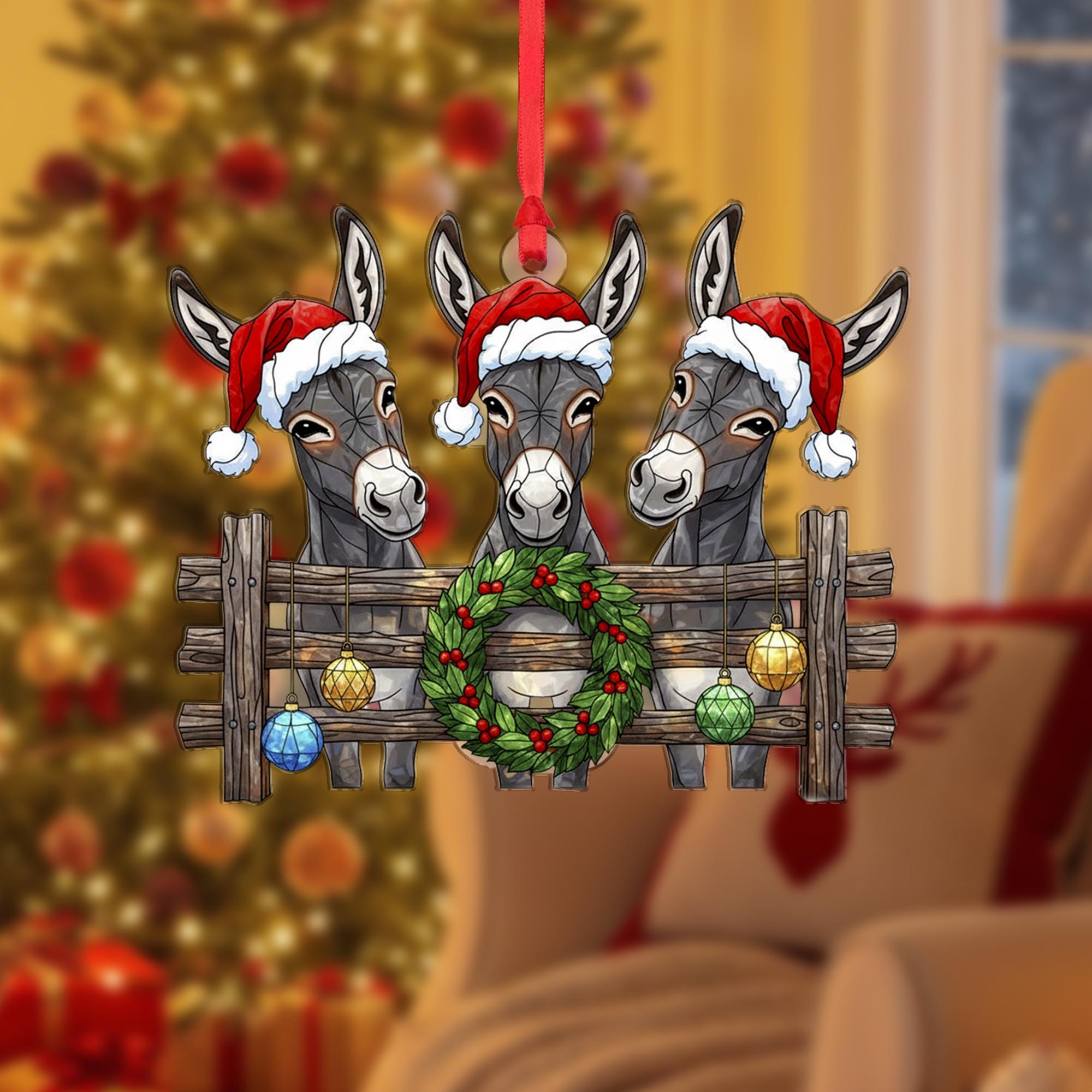 Donkey Christmas Ornament: Rustic Farm Animal Decor, Funny Holiday Keepsake image 2