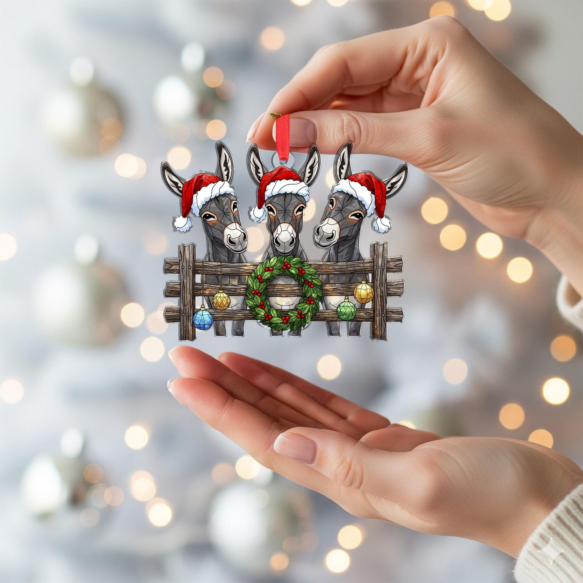 Donkey Christmas Ornament: Rustic Farm Animal Decor, Funny Holiday Keepsake image 4