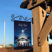 Nativity Christmas Garden Flag with Holy Night Design and Silhouette Manger Scene image 1