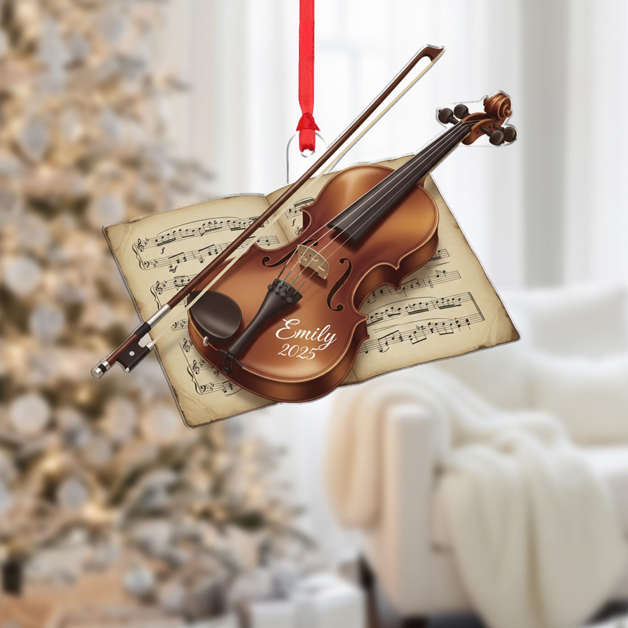 Violin Ornament: Personalized Music Gift, Custom Name Christmas Decor image 1
