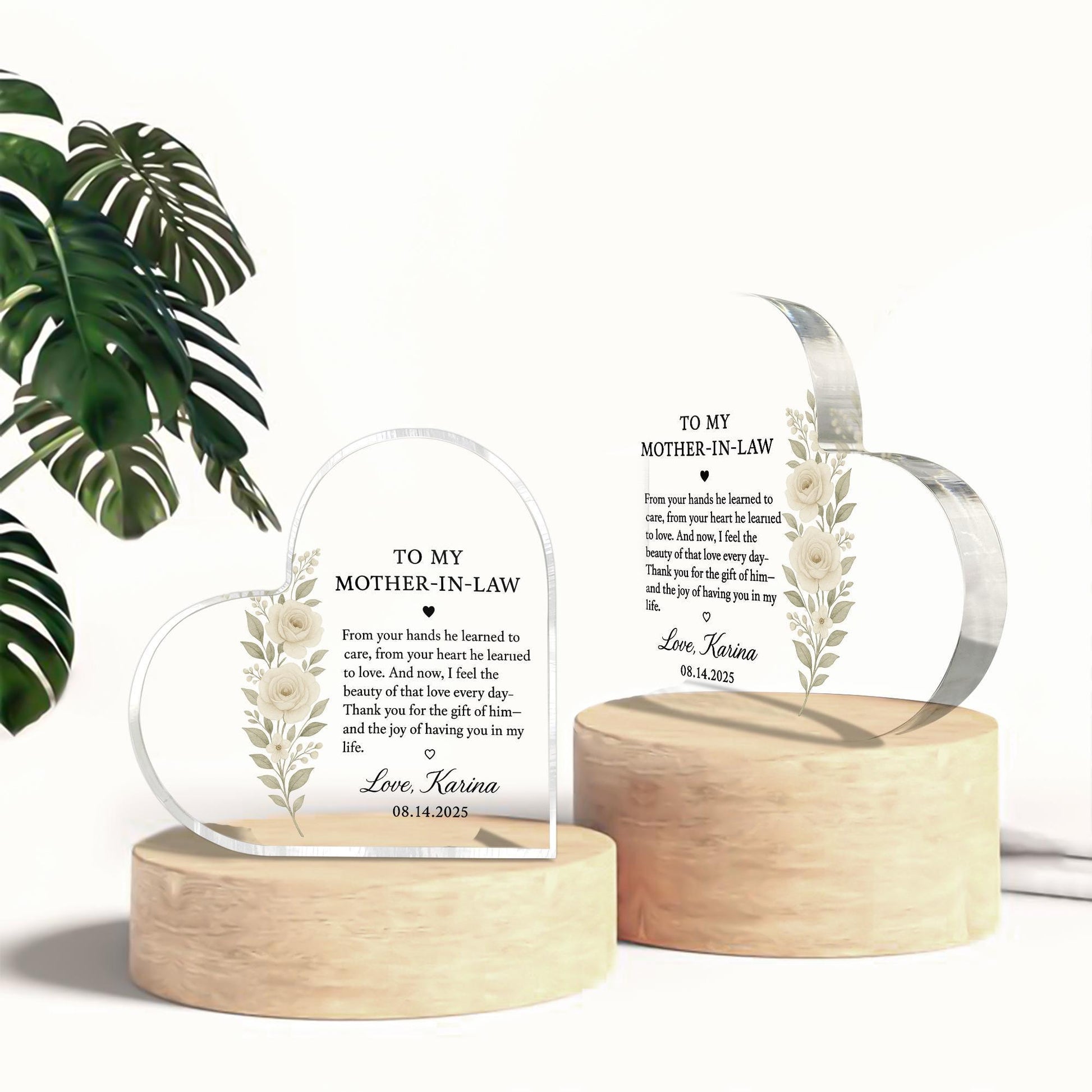 Mother-in-Law Gift, Floral Heart Acrylic Keepsake image 4