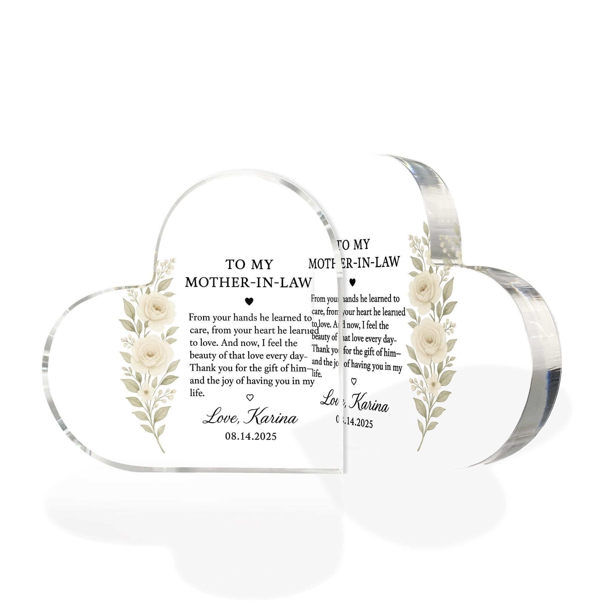 Mother-in-Law Gift, Floral Heart Acrylic Keepsake image 5