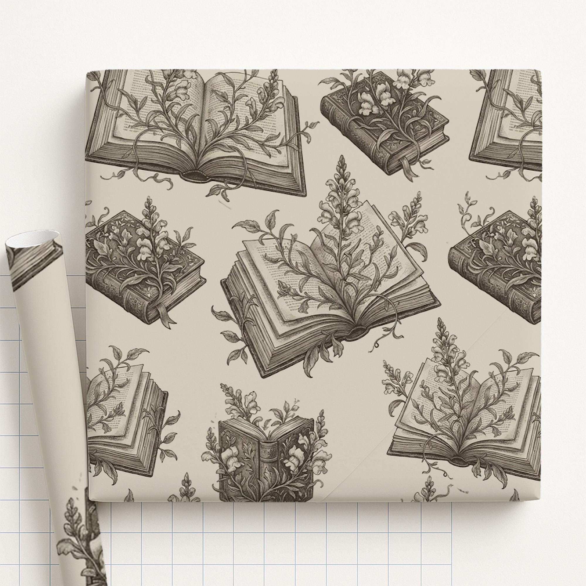 Snapdragon Book Wrapping Paper: Vintage Toile De Jouy Botanical Gift Wrap image 2