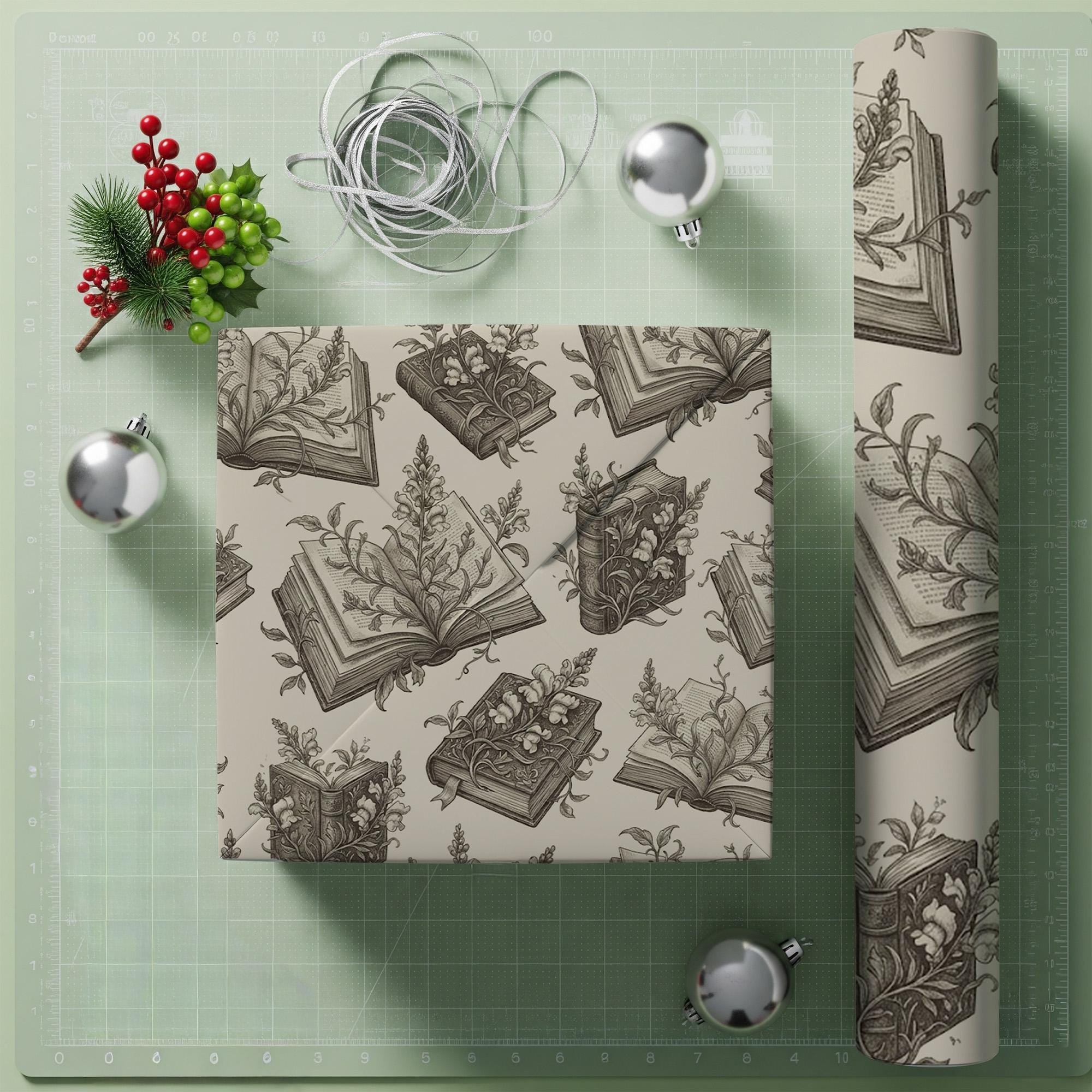 Snapdragon Book Wrapping Paper: Vintage Toile De Jouy Botanical Gift Wrap image 1