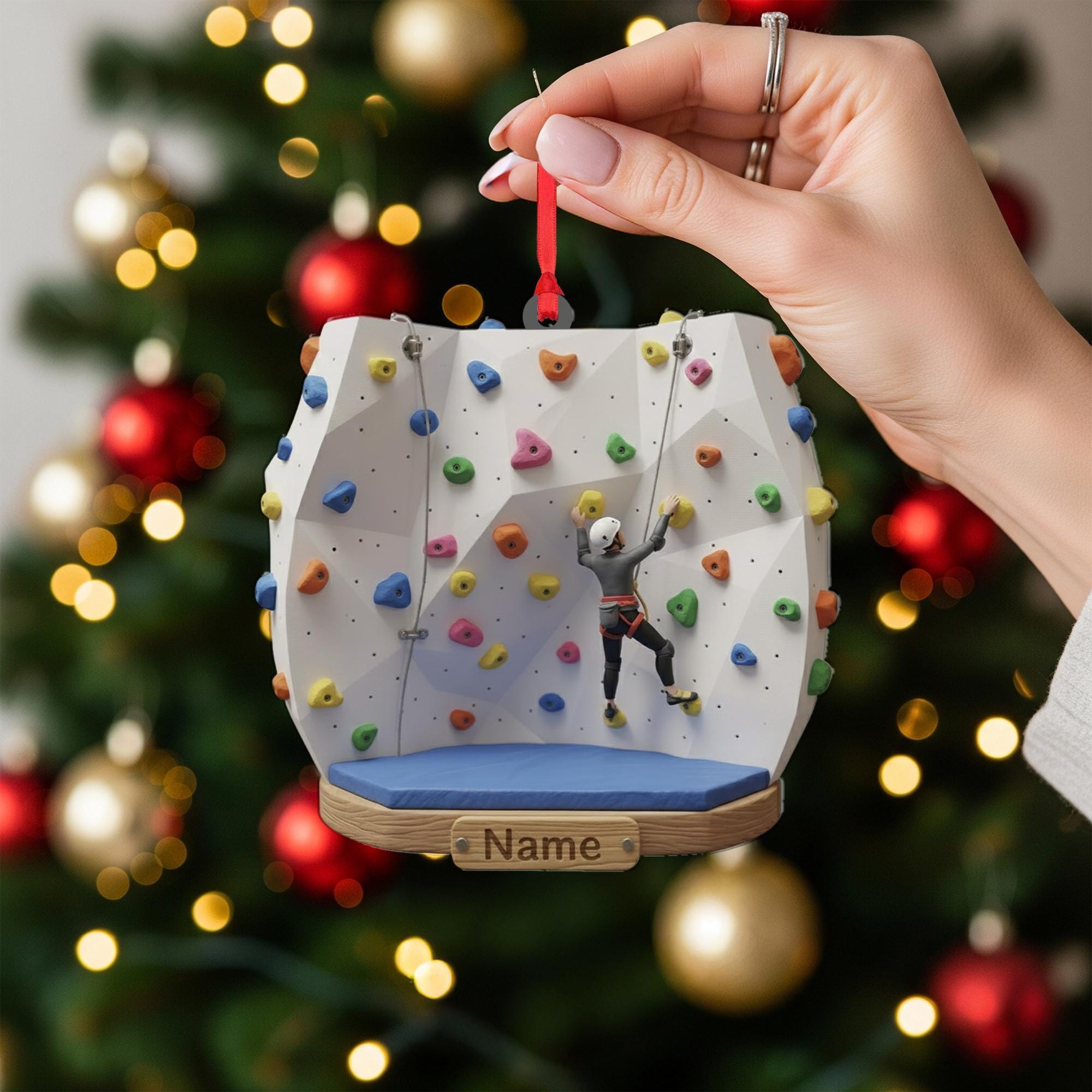 Personalized Rock Climbing Ornament – Indoor Wall Climber Christmas Gift for Athletes & Adventure Lovers image 1