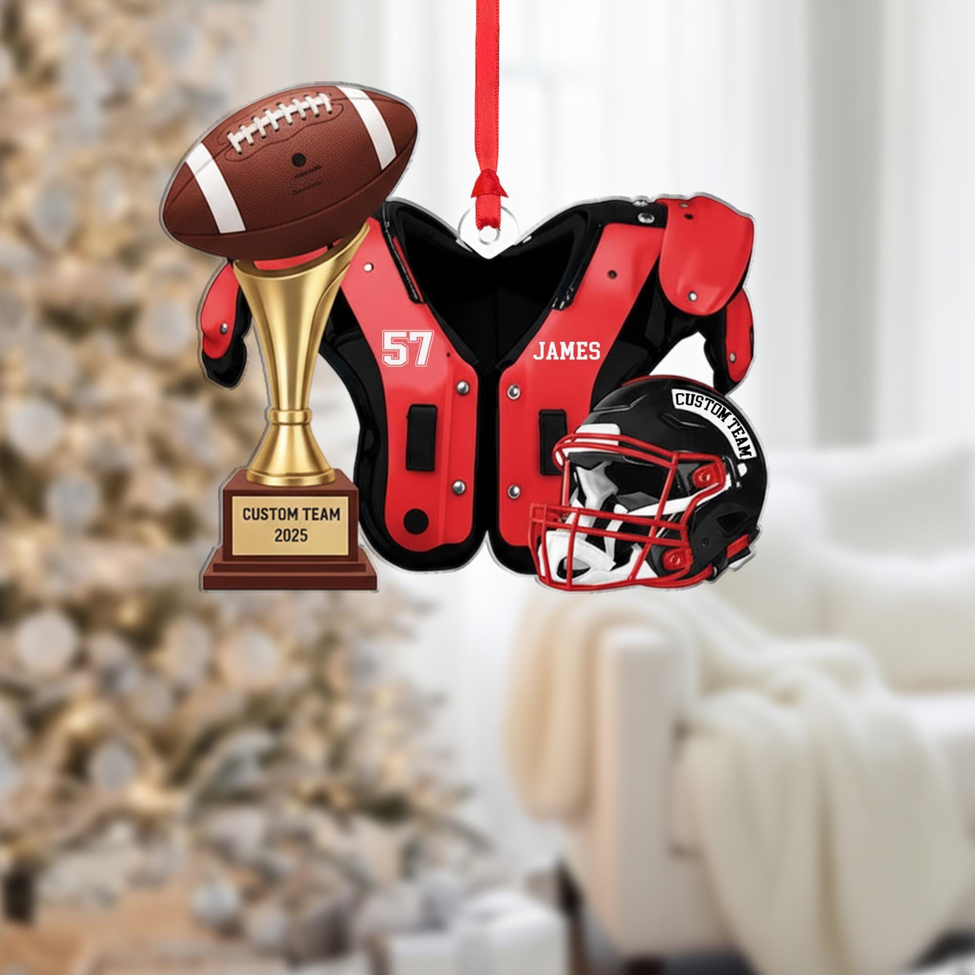 Personalized Football Ornament – Custom Team Trophy Christmas Decoration image 1