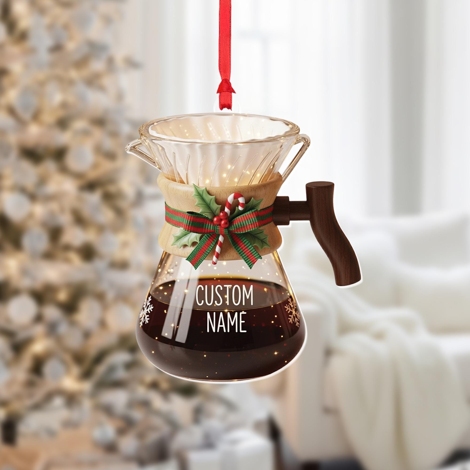 Personalized Coffee Pot Ornament: Custom Barista Christmas Decor image 1