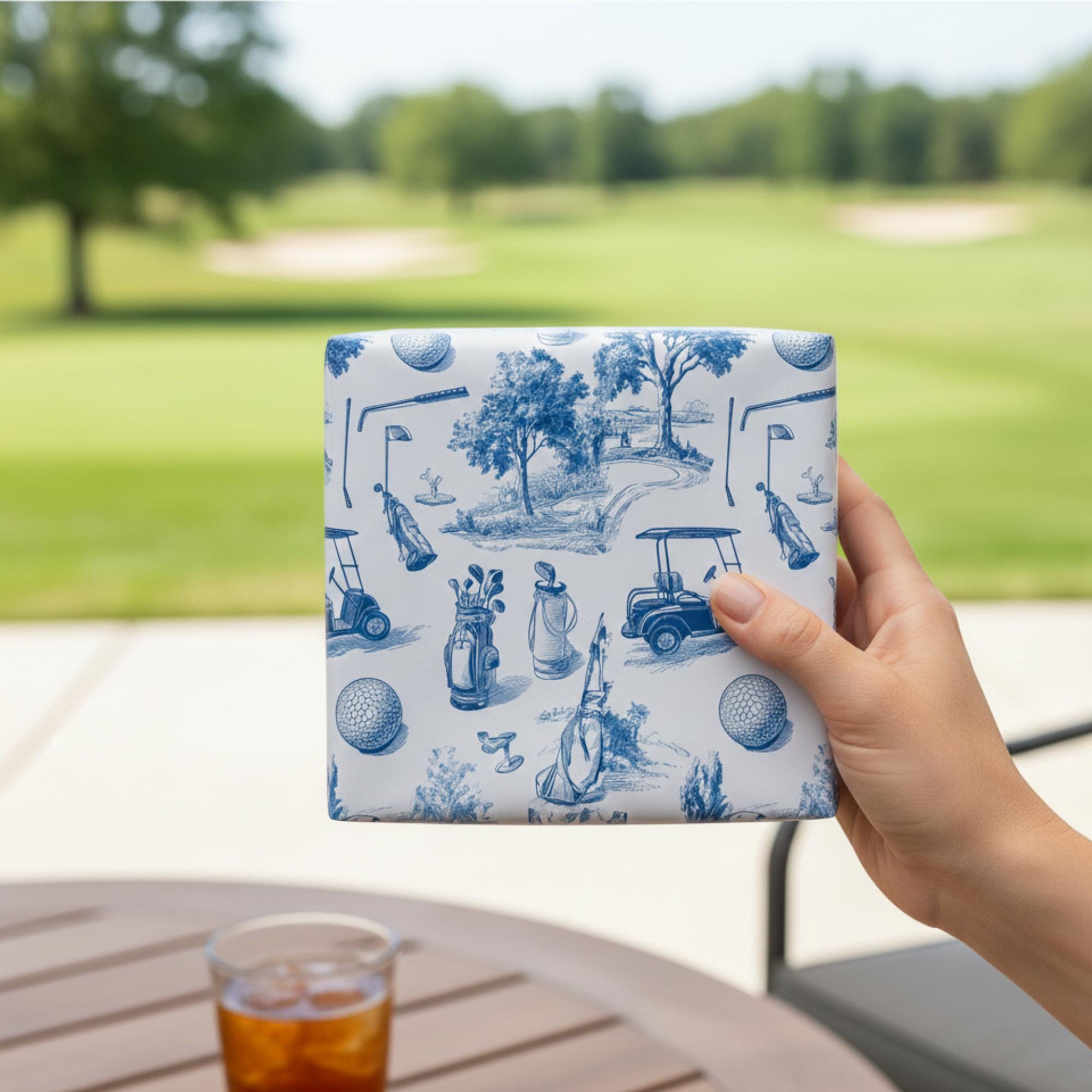 French Toile Wrapping Paper: Golf Pattern Gift Wrap Sheet image 5
