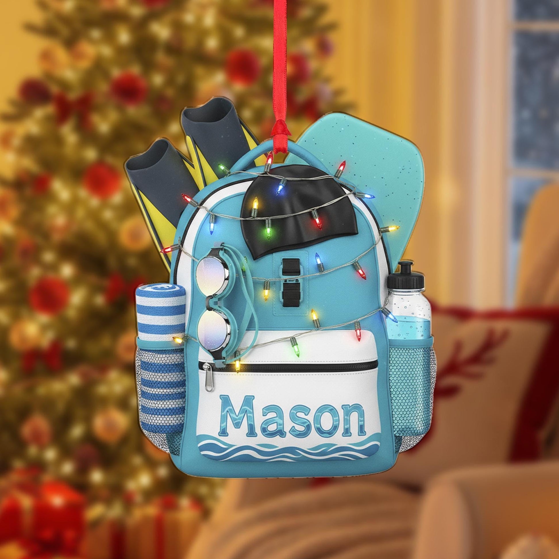 2D flat Personalized Acrylic Swim Ornament – Name Beach Decor image 3