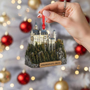 2D flat Personalized Neuschwanstein Castle Ornament Germany Bavarian Landmark Replica Name Year Christmas Decoration image 1