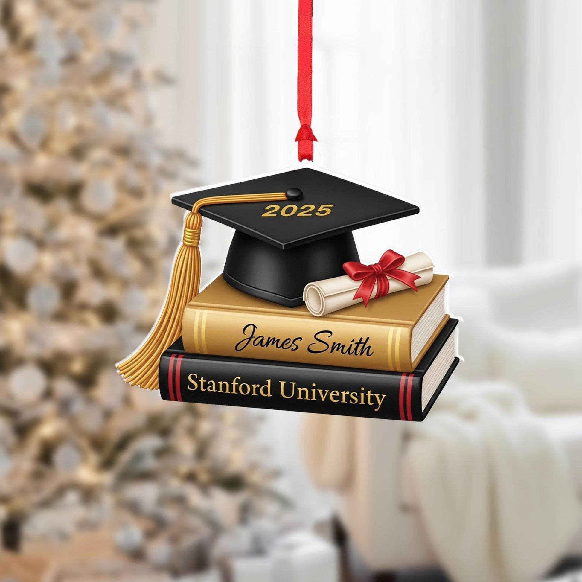 Graduation 2D Flat Ornament 2025 – Cap, Diploma & Books Keepsake image 2