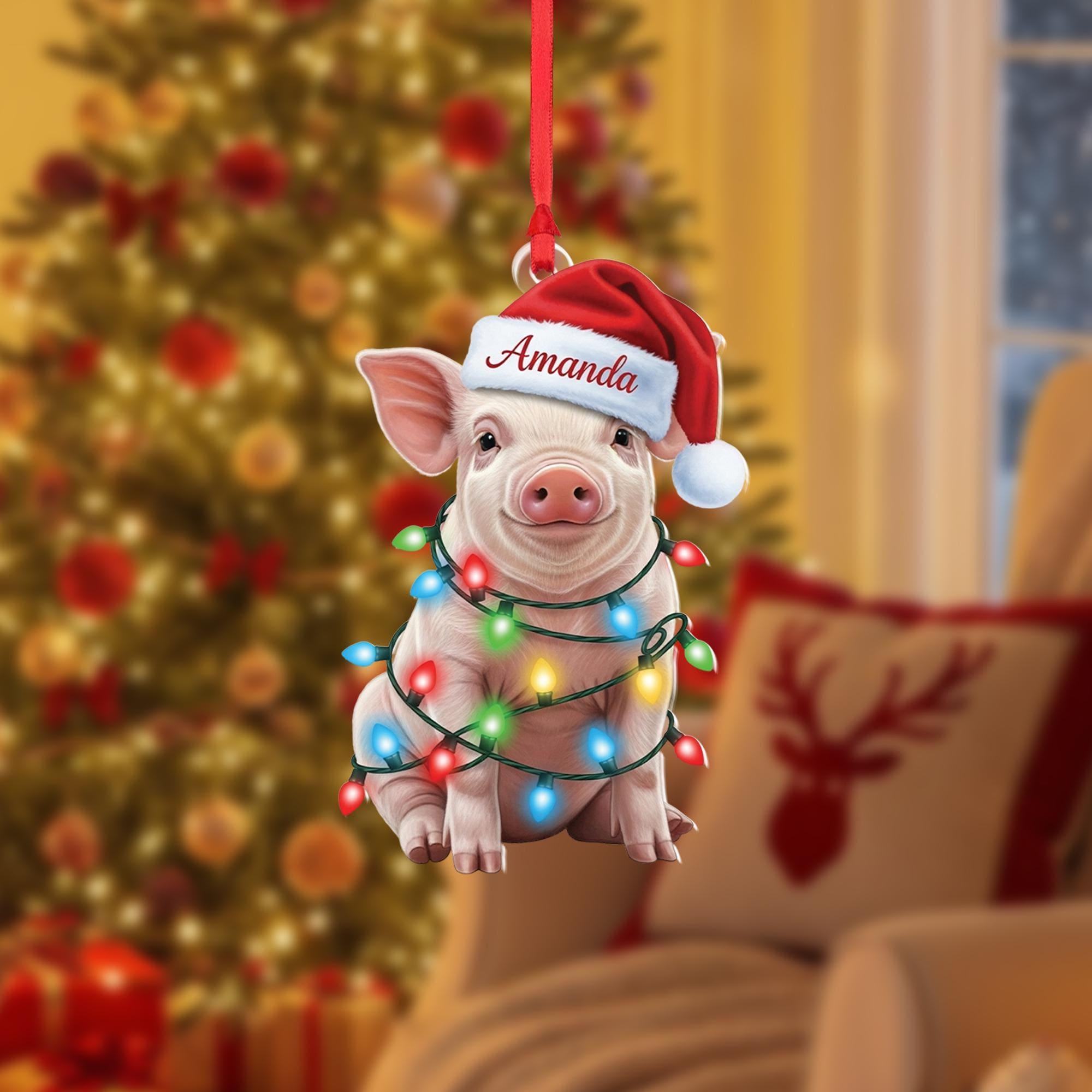 Personalized Pig Christmas Ornament: Farm Animal Holiday Decor image 1