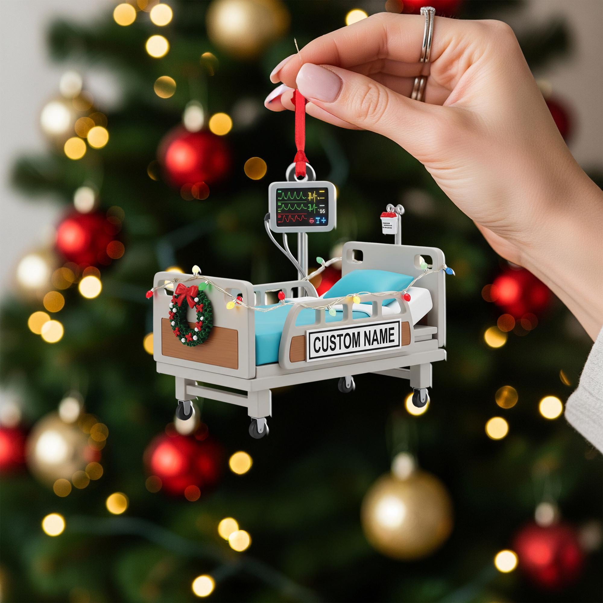 Personalized Hospital Bed Ornament: Custom Healthcare Worker Gift image 2