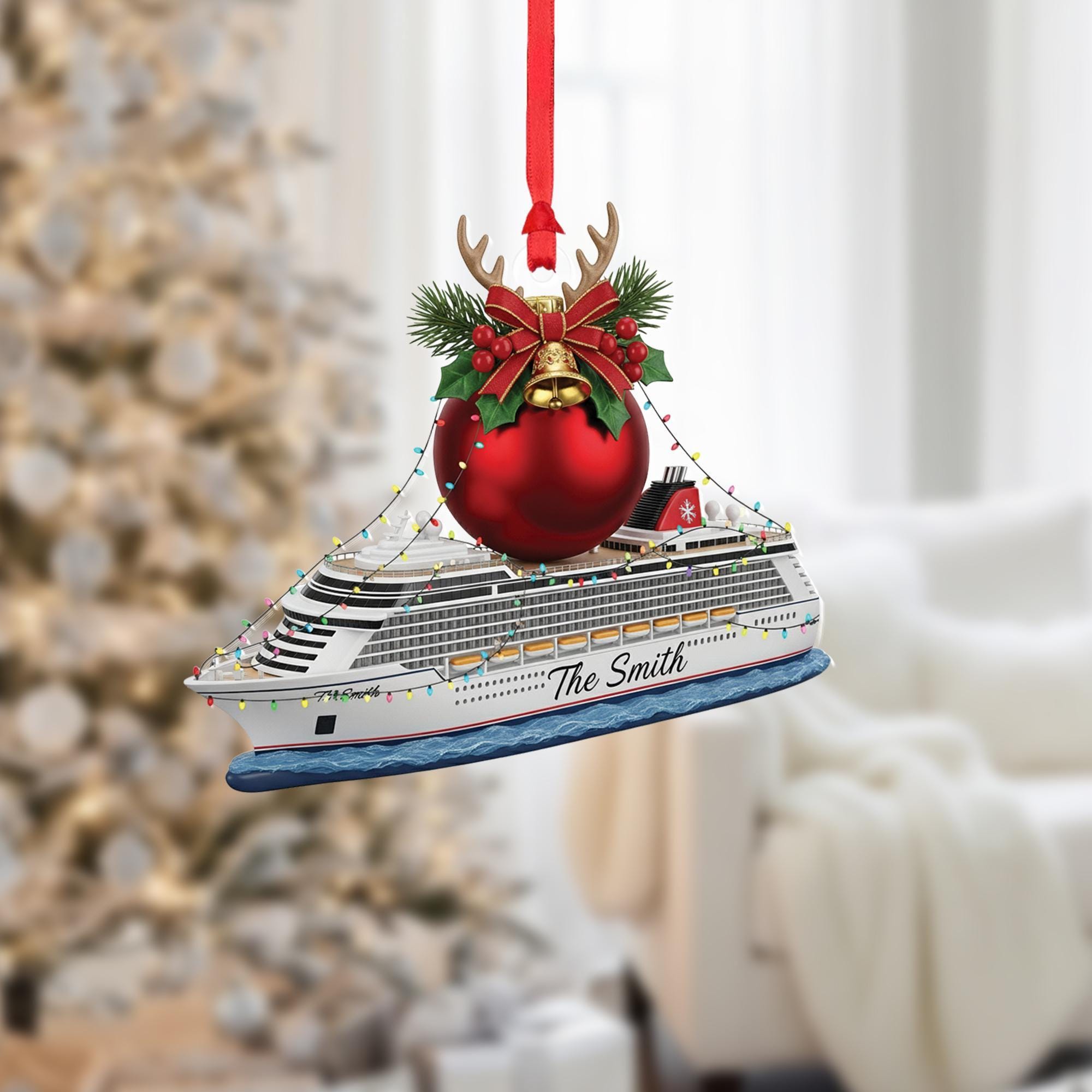 Personalized Cruise Ship Christmas Ornament: Family Vacation Keepsake image 3
