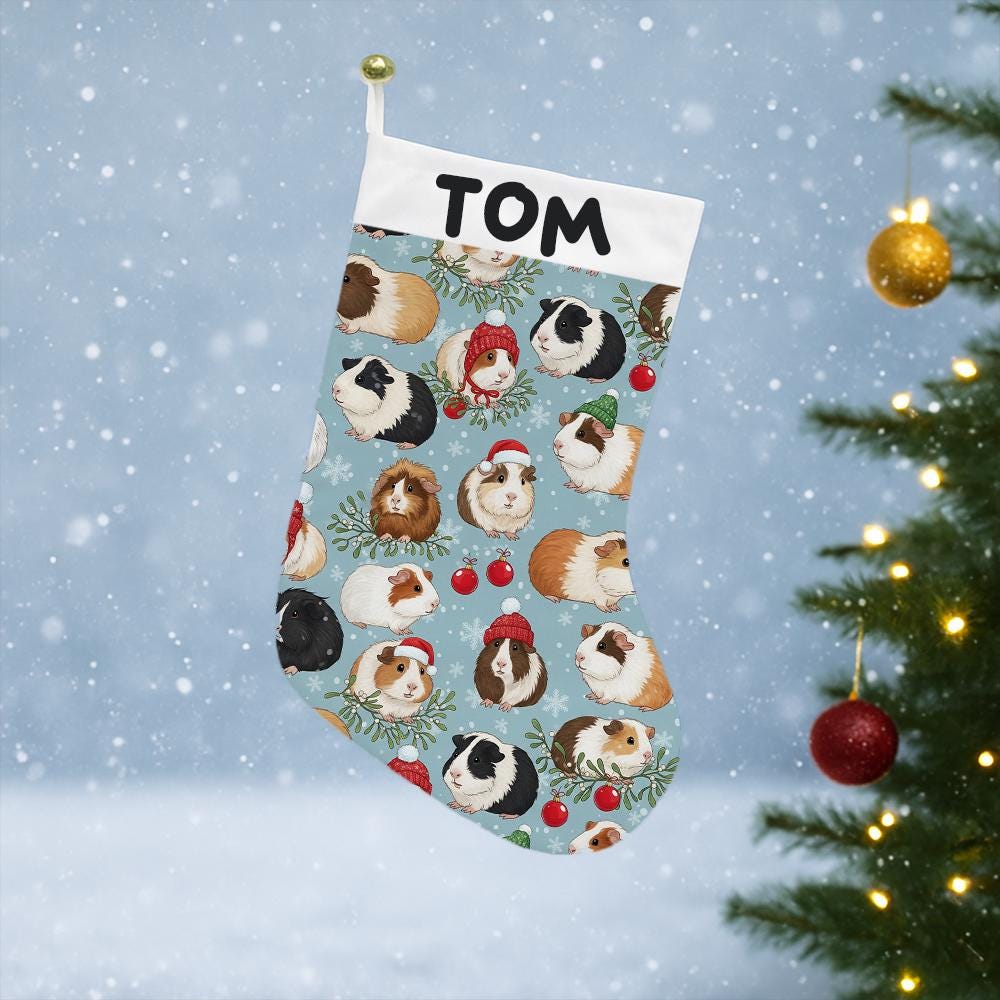 Personalized Guinea Pig Christmas Stocking Custom Name Pet Holiday Decor Fireplace Hanging image 2
