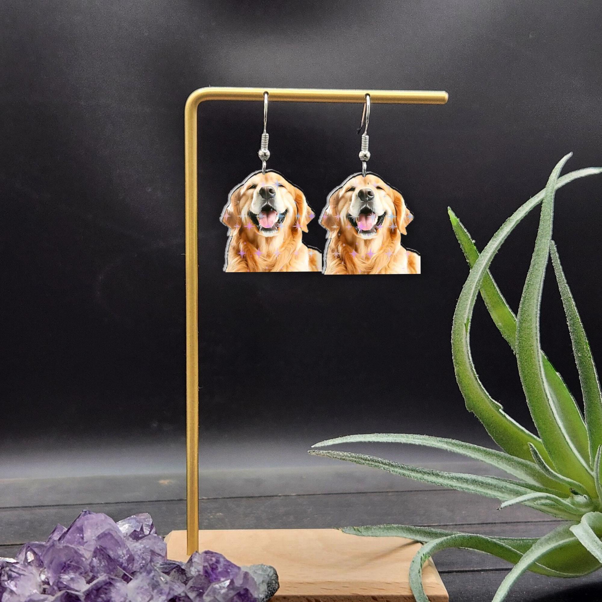 Personalized Pet Photo Earrings: Custom Cat Portrait Dangle Earrings image 5