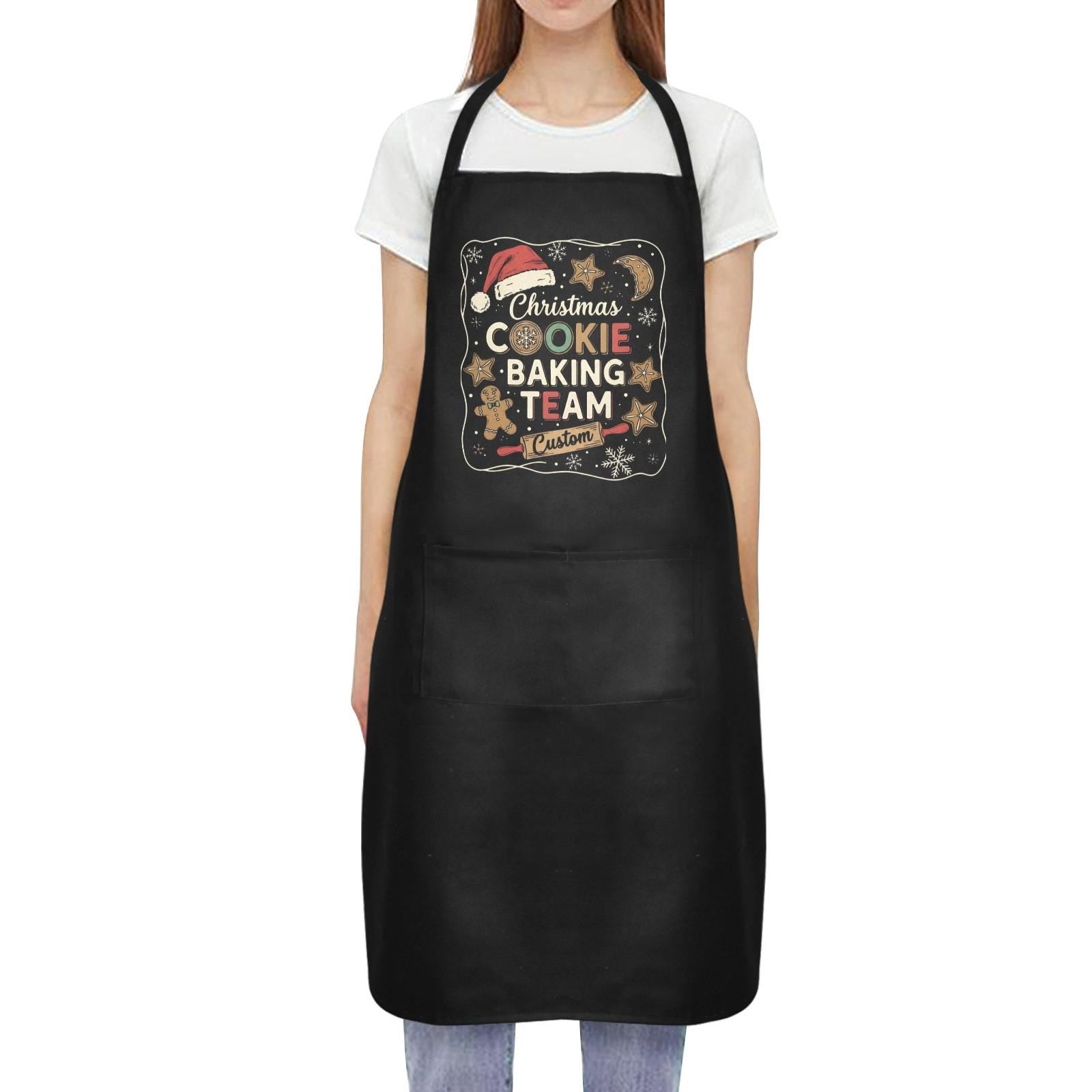 Cotton Apron: Christmas Baking Kitchen Wear, Personalized Cookie Team Apparel image 4