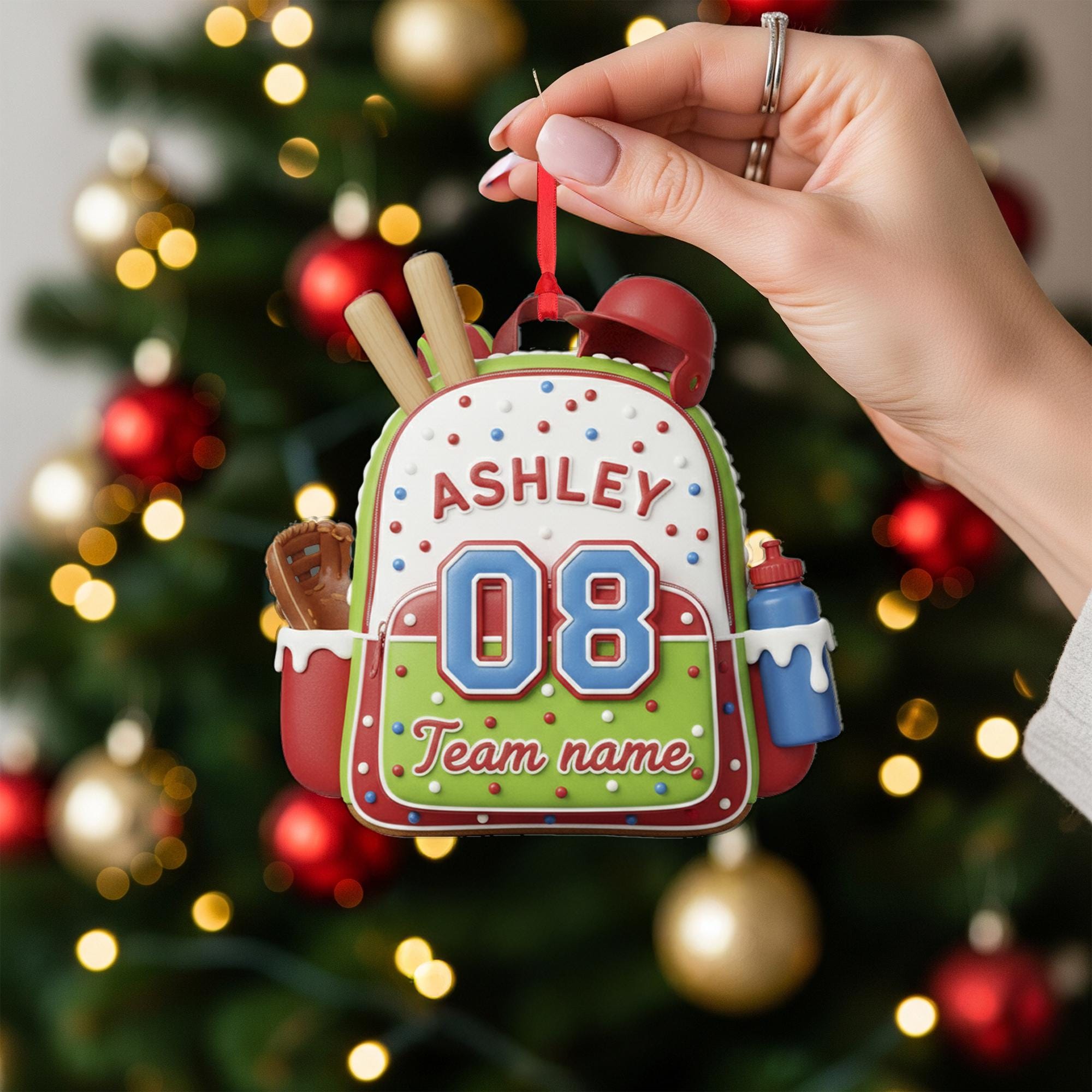 Personalized Gingerbread Baseball Ornament: Custom Name, Number, Team Acrylic Gift image 2