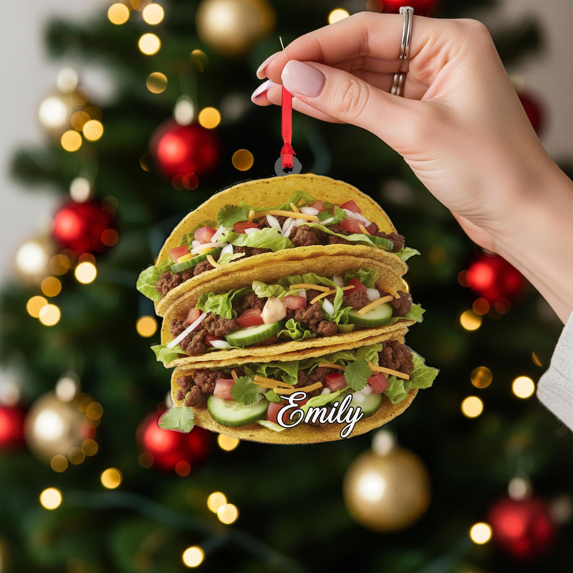 Personalized Taco Ornament: Funny Mexican Food Gift, Holiday Kitchen Decor image 2