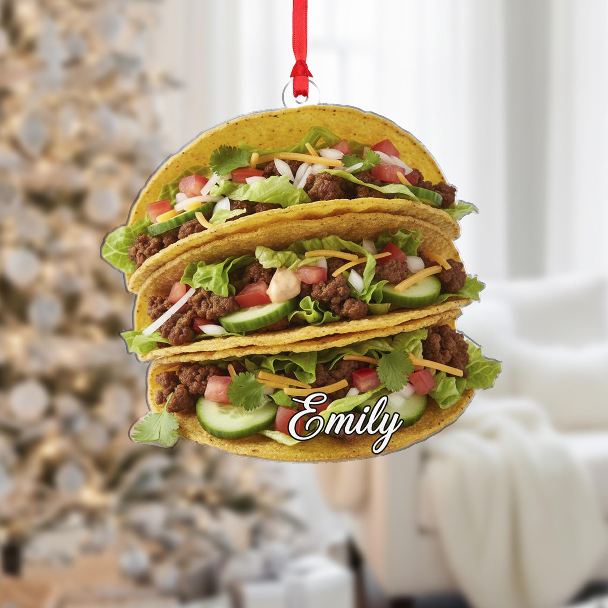 Personalized Taco Ornament: Funny Mexican Food Gift, Holiday Kitchen Decor image 1