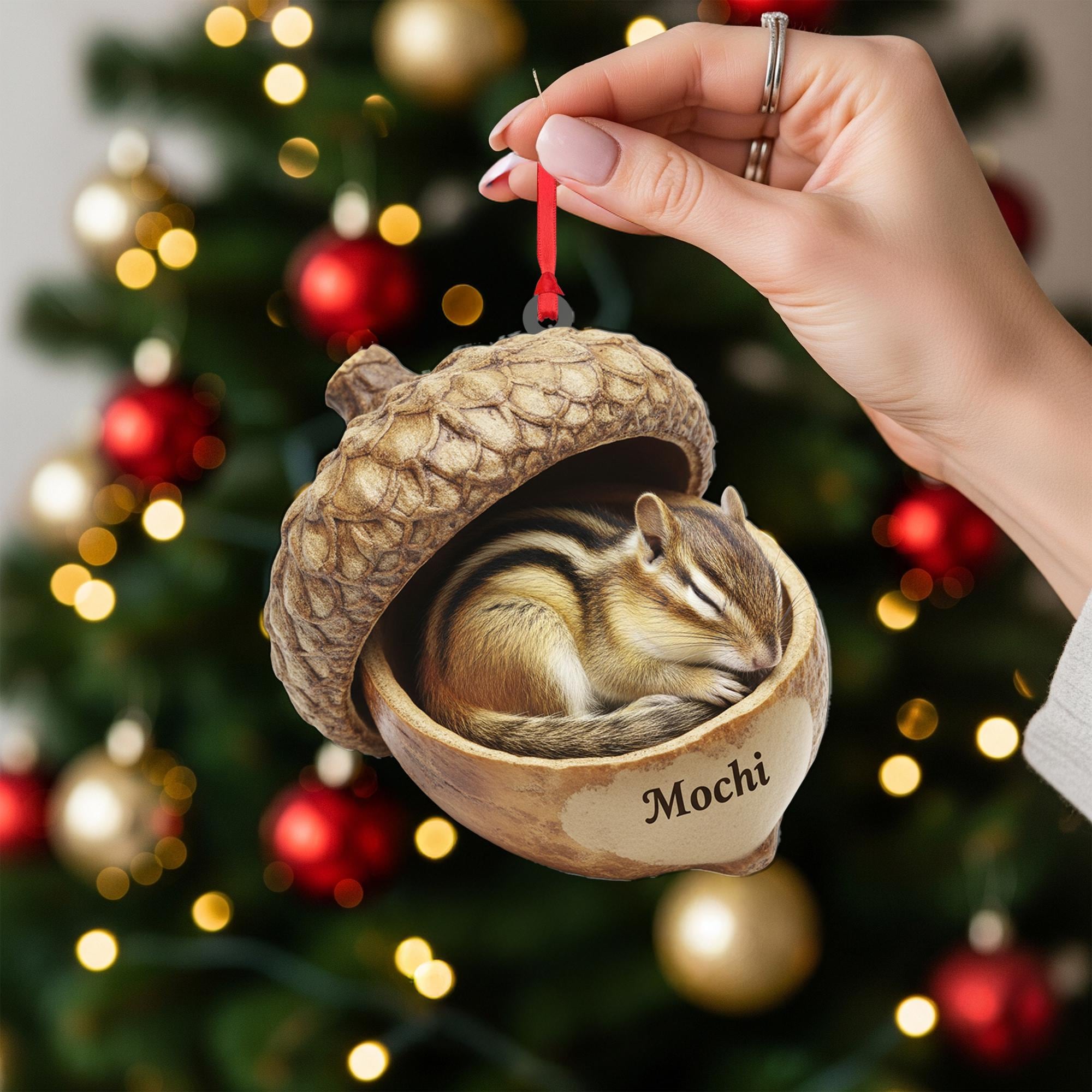 Personalized Chipmunk Ornament with Acorn Design image 2