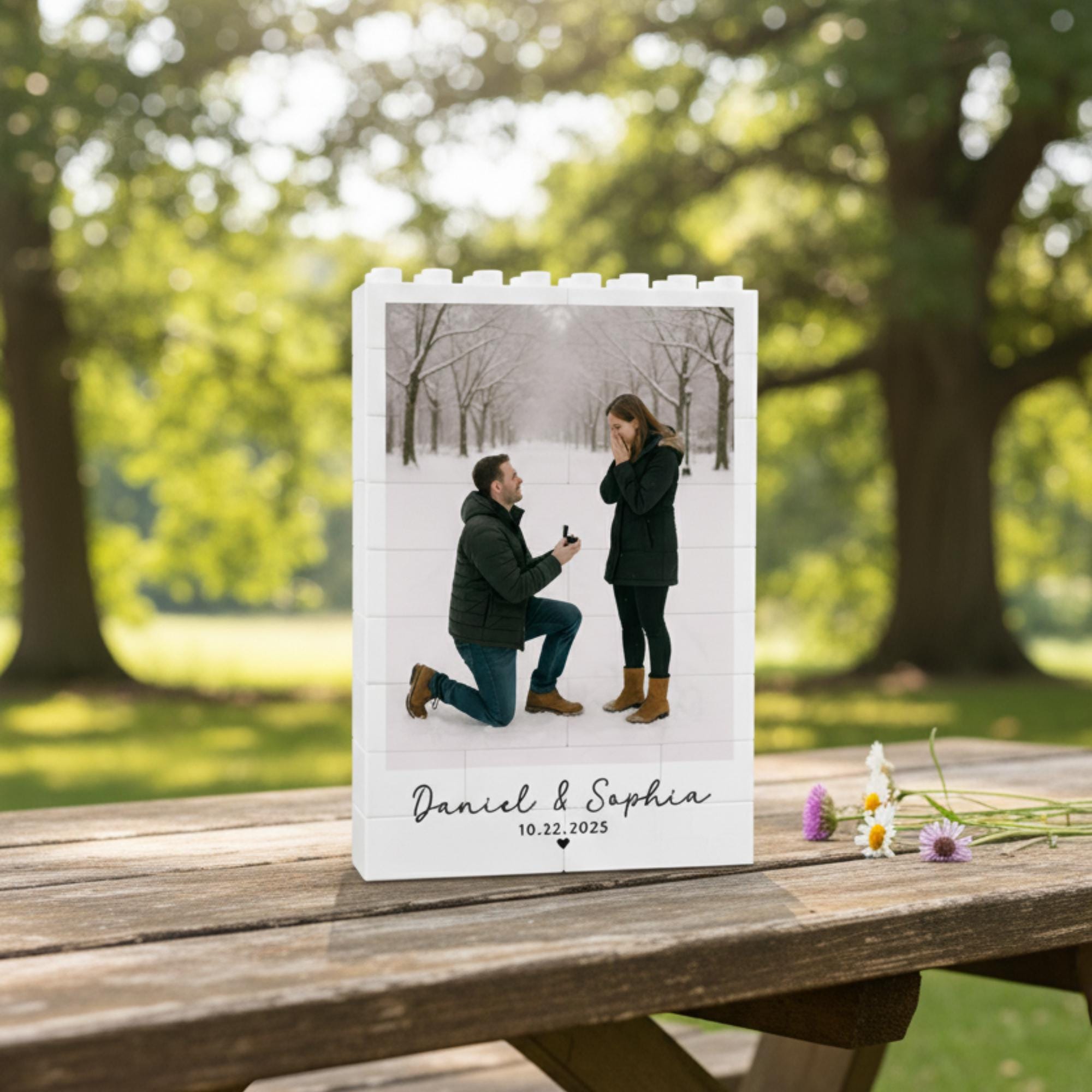 Custom Photo Block – Personalized Couple Building Brick Display image 2
