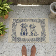 Custom Dog Doormat – Personalized Blue Toile Pet Entry Mat image 1