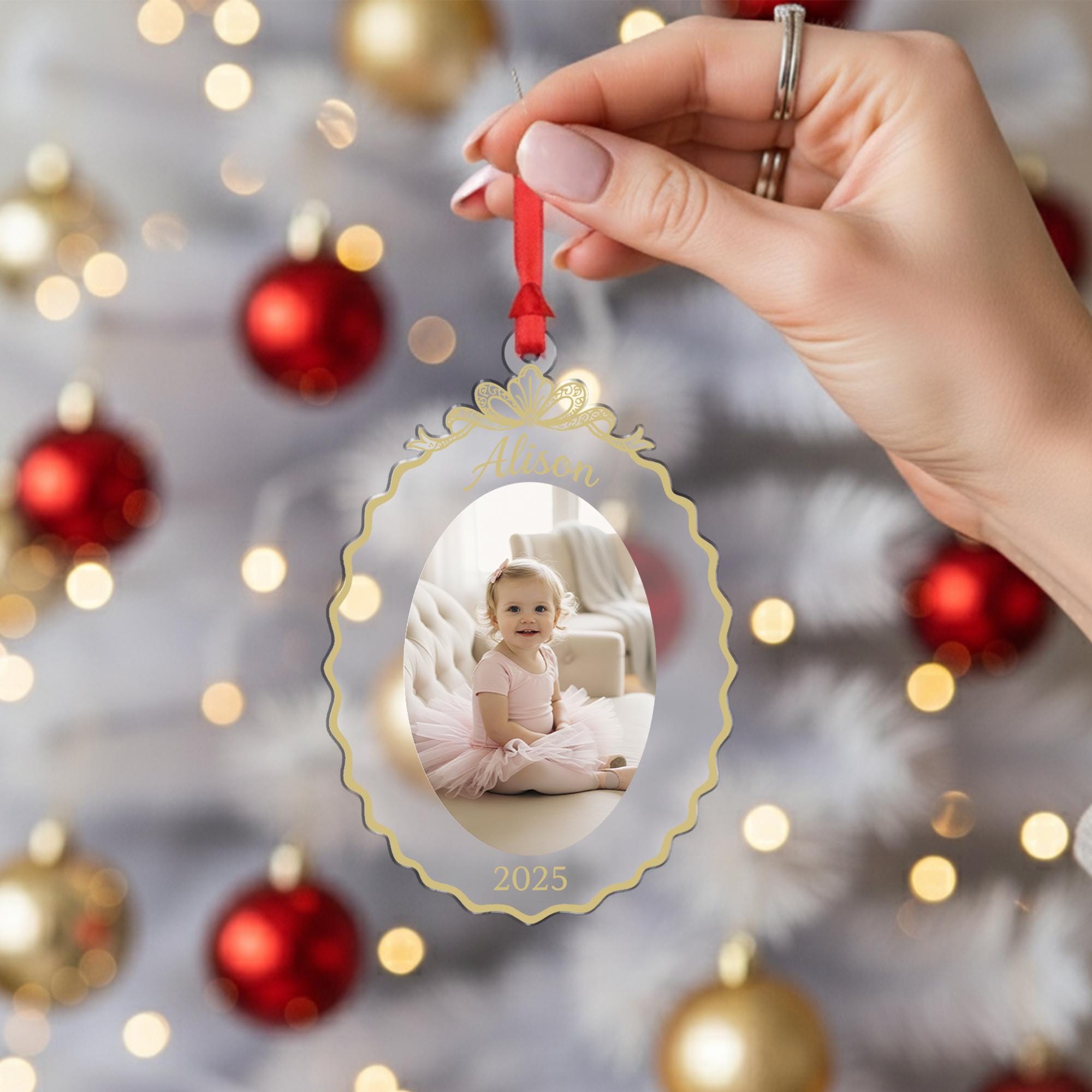 Personalized Photo Christmas 2025 Decor, Acrylic Photo Ornament, Keepsake Design, image 2