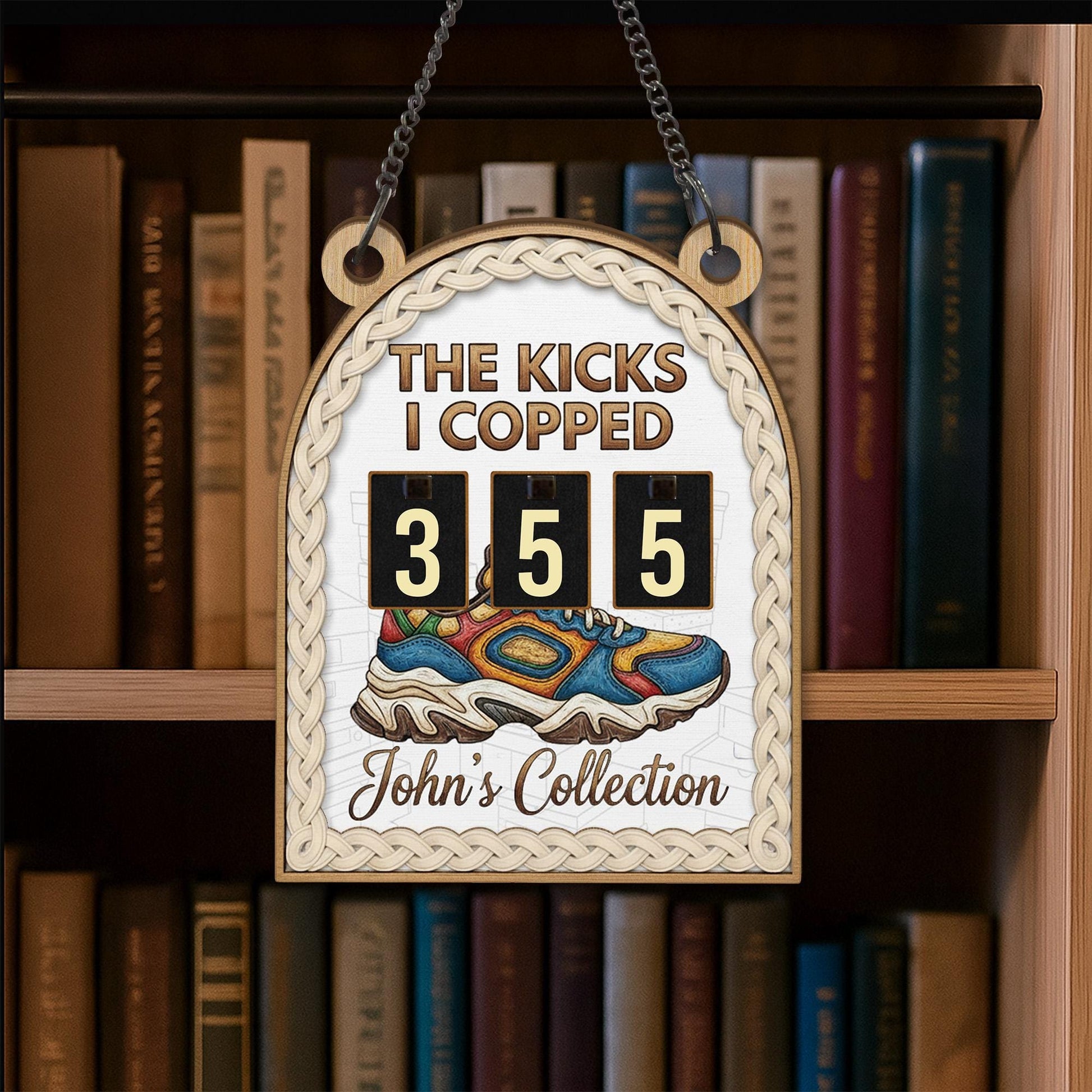 Wood Sneaker Tracker, Personalized Shoe Collection Counter, Modern Display Shelf Decor image 4